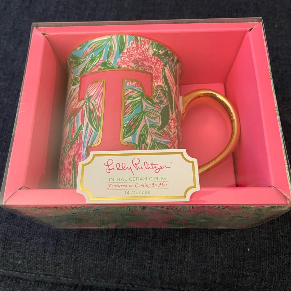 Lilly Pulitzer Pink and Gold Coffee Mug. NWT
